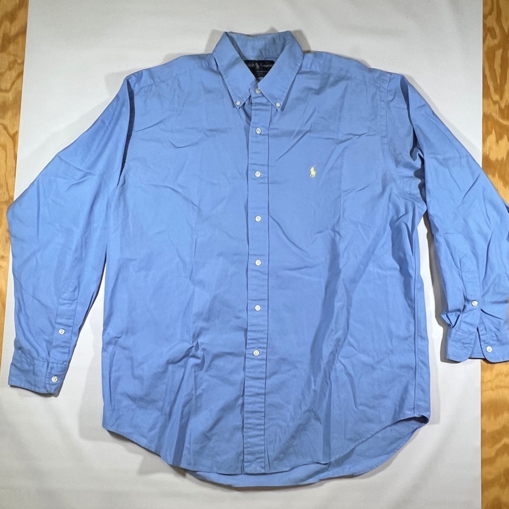 VTG Ralph Lauren Blake Button Down Shirt Mens L Blue Long Sleeve Cotton Preppy - Picture 3 of 8